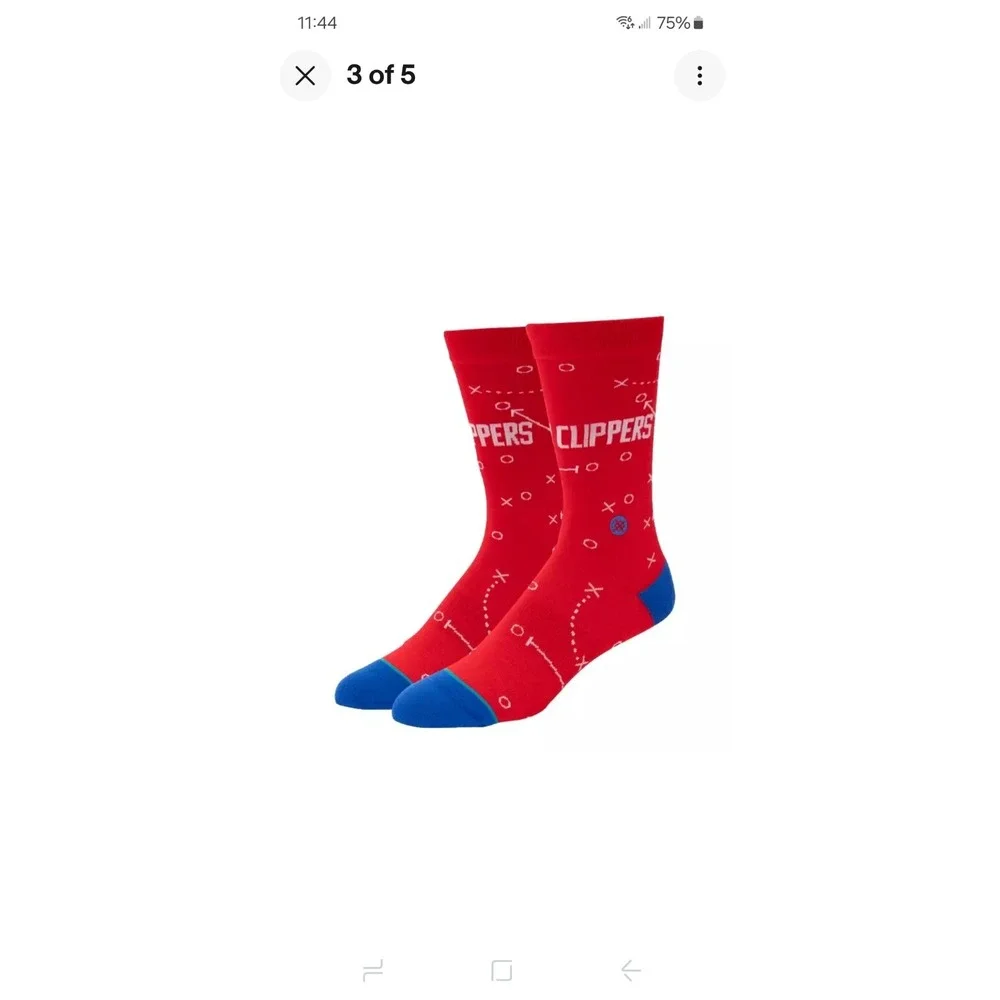 Stance LA Clippers Playbook Crew Socks Basketball‎ NBA Large Men's 9-12 Red